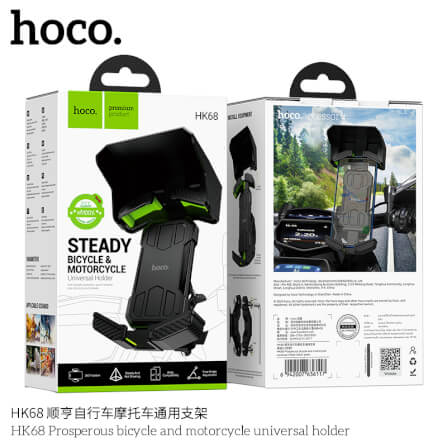 ที่จับโทรศัพท์ HOCO HK68 สีดำ สำหรับมอเตอร์ไซค์ พร้อมบังแดดกันฝน หมุนได้ 360° ดีไซน์ล็อคด้วยปุ่มเดียว_10