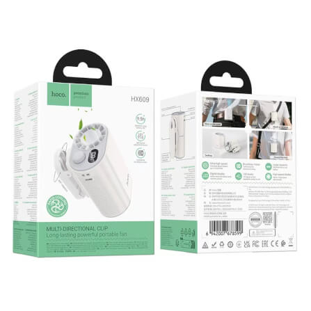 พัดลมพกพา HOCO HX609 แบบคลิปหนีบ หมุนได้ 360° ปรับแรงลม 100 ระดับ หน้าจอดิจิทัล แบตเตอรี่ 3600MAH ใช้งานสูงสุด 9.5 ชั่วโมง_10