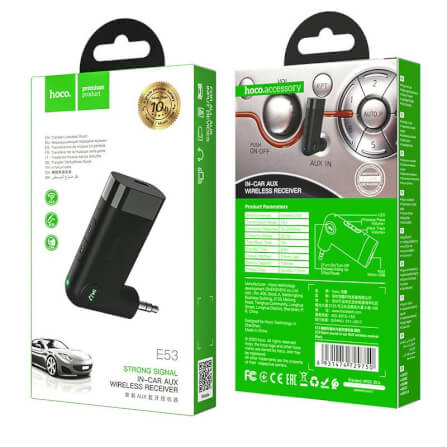อุปกรณ์รับสัญญาณบลูทูธ HOCO E53 แปลงพอร์ต AUX 3.5MM สำหรับใช้งานในรถยนต์ รองรับการโทรสาย_10