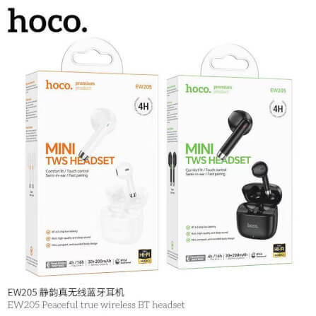 หูฟังไร้สาย TWS HOCO EW205 สีขาว กันน้ำ IPX4 บลูทูธ 6.0 เสียง HI-FI_10