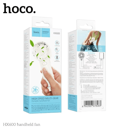 พัดลมพกพา HOCO HX600 สีขาว ปรับแรงลม 3 ระดับ แบตเตอรี่ 1200MAH ใช้งานสูงสุด 4.5 ชม._10