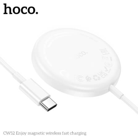 แท่นชาร์จไร้สาย 2IN1 HOCO CW52 QI WIRELESS จ่ายไฟ 15W รองรับ มือถือ & หูฟังไร้สาย IOS ANDROID สีขาว_2