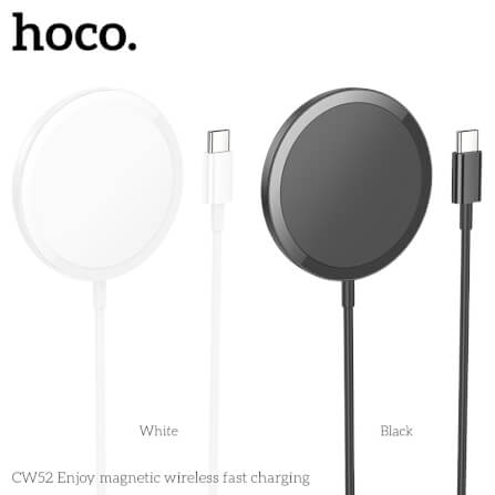 แท่นชาร์จไร้สาย 2IN1 HOCO CW52 QI WIRELESS จ่ายไฟ 15W รองรับ มือถือ & หูฟังไร้สาย IOS ANDROID สีดำ_2