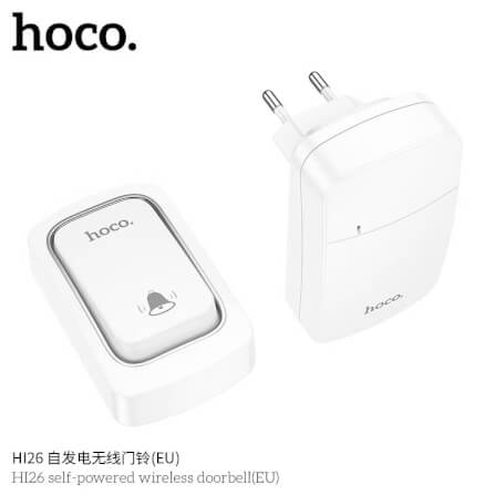 กริ่งไร้สาย HOCO HI26 ไม่ต้องใช้ถ่าน ระยะ 150 เมตร 38 ริงโทน ออดประตู กริ่งประตู สีขาว_2