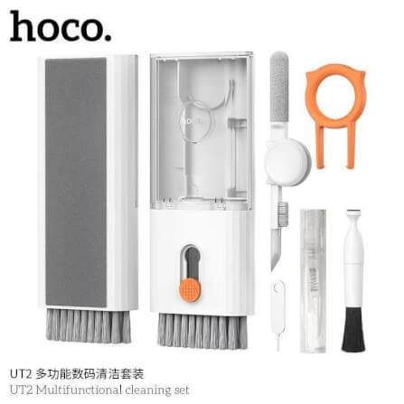 ชุดทำความสะอาดอุปกรณ์ดิจิทัล 10-IN-1 HOCO UT2 เหมาะสำหรับคีย์บอร์ด มือถือ หูฟัง กล้อง สีขาว_2