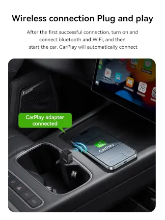 อะแดปเตอร์ WIRELESS CARPLAY HOCO HU3 แปลง CARPLAY แบบมีสายให้เป็นไร้สาย สำหรับ IPHONE สีดำ_2