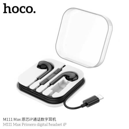หูฟังอินเอียร์ HOCO M111 MAX สายไลท์นิ่ง สำหรับ IPHONE รุ่น 6-14 ไมค์ในตัว สีดำ_2