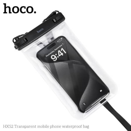 ซองมือถือกันน้ำ HOCO HX52 ระดับ IP68 ล็อค 2 ชั้น รองรับหน้าจอสัมผัส พร้อมสายคล้องคอ สีดำ_2