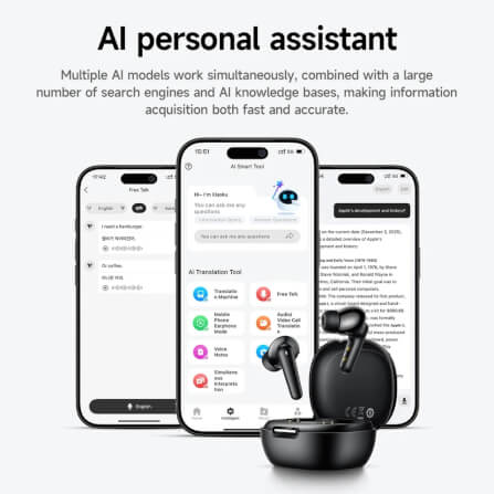 หูฟังแปลภาษา 134 ภาษา HOCO EQ100 สีดำ AI อัจฉริยะ รองรับแอป HOCO MUSIC ปรับแต่งเสียง EQ_2