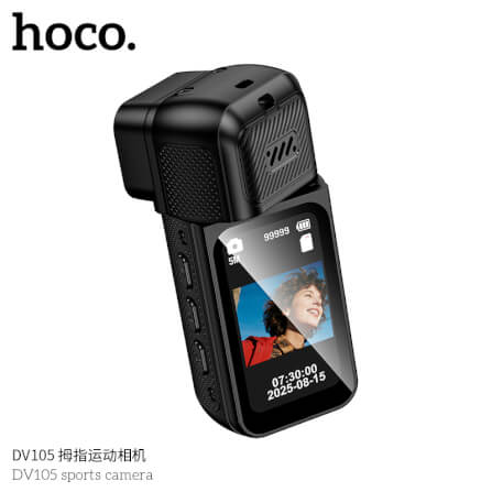 กล้องแอ็คชั่น HOCO DV105 ความละเอียด 2.7K พร้อมเลนส์หมุนได้ 180° และสายคล้องแม่เหล็ก หน้าจอ IPS 1.47 นิ้ว_2