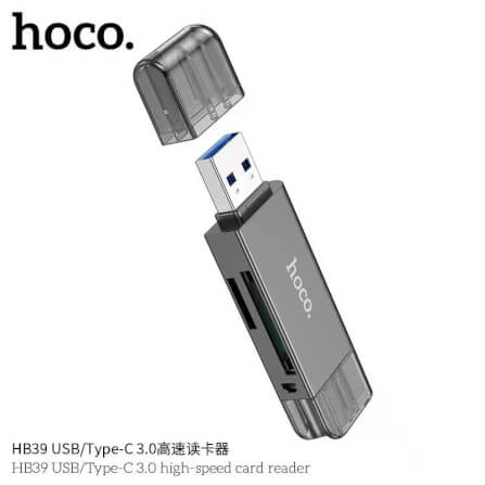 การ์ดรีดเดอร์ 2-IN-1 HOCO HB39 USB 3.0 & TYPE-C ความเร็วสูง 5GBPS รองรับ OTG สำหรับการ์ด TF & SD_2