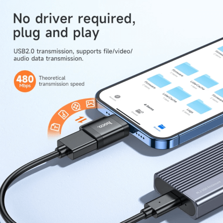 อะแดปเตอร์ LIGHTNING TO USB HOCO UA31A รองรับ OTG ความเร็ว 480MBPS สำหรับ IPHONE 6-14 & IPAD_2