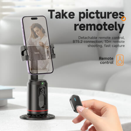 ขาตั้งมือถือ HOCO K23 AI SMART TRACKING หมุนได้ 360° ติดตามใบหน้าอัตโนมัติ รีโมท BLUETOOTH 5.2 ควบคุมด้วยท่าทาง และฐานยึดขนาด 1/4 นิ้ว_2