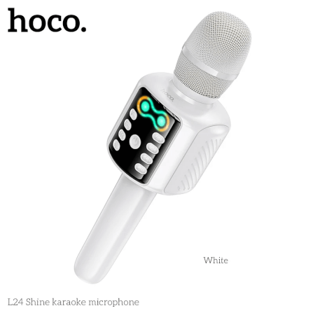 ไมโครโฟนคาราโอเกะ HOCO L24 สีขาว พร้อมลำโพงในตัว บลูทูธ 5.4, ไฟ RGB, เล่นไฟล์ผ่าน USB/TF/AUX_2
