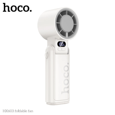พัดลมพกพา HOCO HX603 สีขาว ปรับแรงลม 199 ระดับ พับได้ 90° แบตเตอรี่ 10 ชม._2