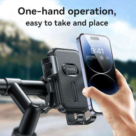 ที่ยึดมือถือมอเตอร์ไซค์ HOCO HK67 รองรับแฮนด์ 15-24 มม. สำหรับมือถือ 4.5-7 นิ้ว หมุนได้ 360 องศา สีดำ_3