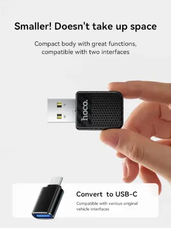 อะแดปเตอร์ WIRELESS CARPLAY HOCO HU3 แปลง CARPLAY แบบมีสายให้เป็นไร้สาย สำหรับ IPHONE สีดำ_3