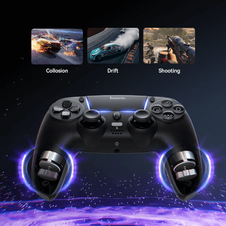 จอยเกมไร้สาย HOCO GA32 สำหรับใช้กับ PS5 มอเตอร์สั่นคู่ รองรับหูฟัง สีขาว_3