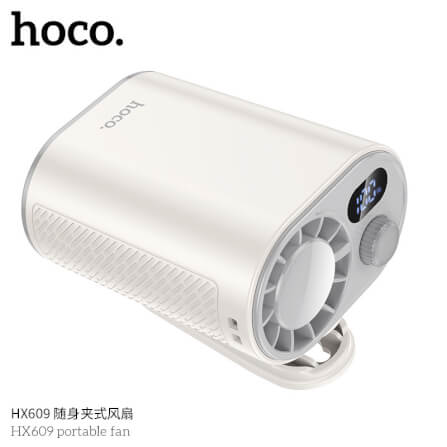พัดลมพกพา HOCO HX609 แบบคลิปหนีบ หมุนได้ 360° ปรับแรงลม 100 ระดับ หน้าจอดิจิทัล แบตเตอรี่ 3600MAH ใช้งานสูงสุด 9.5 ชั่วโมง_3