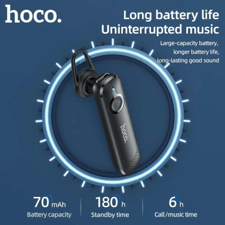 หูฟังไร้สายข้างเดียว HOCO E63 สีดำ พร้อมไมโครโฟน บลูทูธ 5.0 สนทนาได้นาน 6 ชั่วโมง_3