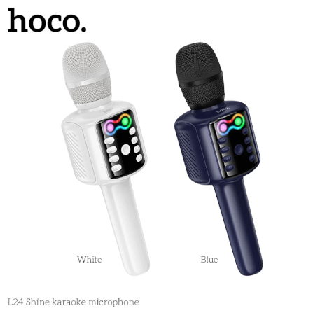 ไมโครโฟนคาราโอเกะ HOCO L24 สีน้ำเงิน พร้อมลำโพงในตัว บลูทูธ 5.4, ไฟ RGB, เล่นไฟล์ผ่าน USB/TF/AUX_3