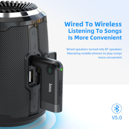 อุปกรณ์รับสัญญาณบลูทูธ HOCO E53 แปลงพอร์ต AUX 3.5MM สำหรับใช้งานในรถยนต์ รองรับการโทรสาย_3