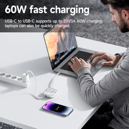 ชุดสายชาร์จเร็ว 6IN1 HOCO U140 สีดำ พร้อมกล่องเก็บ TYPE-C TO TYPE-C จ่ายไฟ 60W และหัวแปลง 3 ชนิด_3
