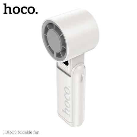 พัดลมพกพา HOCO HX603 สีขาว ปรับแรงลม 199 ระดับ พับได้ 90° แบตเตอรี่ 10 ชม._3