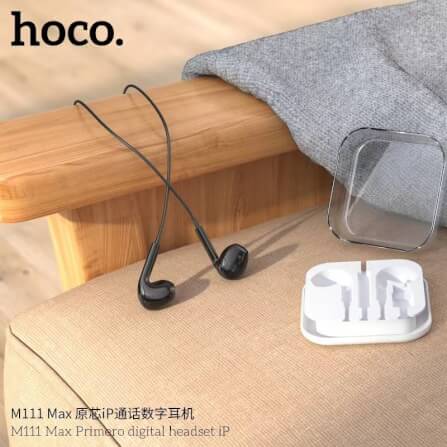 หูฟังอินเอียร์ HOCO M111 MAX สายไลท์นิ่ง สำหรับ IPHONE รุ่น 6-14 ไมค์ในตัว สีดำ_4