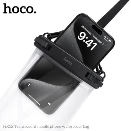 ซองมือถือกันน้ำ HOCO HX52 ระดับ IP68 ล็อค 2 ชั้น รองรับหน้าจอสัมผัส พร้อมสายคล้องคอ สีดำ_4