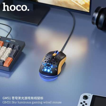 เมาส์เกมมิ่ง HOCO GM51 สีดำ ปรับ DPI 4 ระดับ สูงสุด 3600 สายยาว 1.5M_4