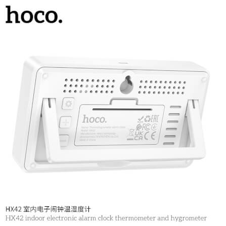 นาฬิกาดิจิตอล 5-IN-1 HOCO HX42 จอแสดงผล LCD วัดอุณหภูมิ วัดความชื้น ตั้งปฏิทิน ตั้งปลุก_4