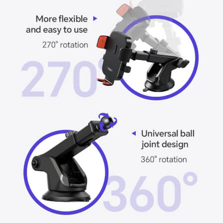 ที่จับโทรศัพท์ในรถ HOCO HK65 หมุนได้ 360° สำหรับคอนโซลและกระจก_4