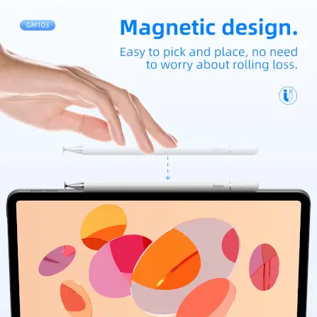 ปากกาสไตลัส 2-IN-1 HOCO GM103 ใช้งานได้ 2 หัว รองรับหน้าจอ แท็บเล็ต มือถือ ชนิด CAPACITIVE สีขาว_4