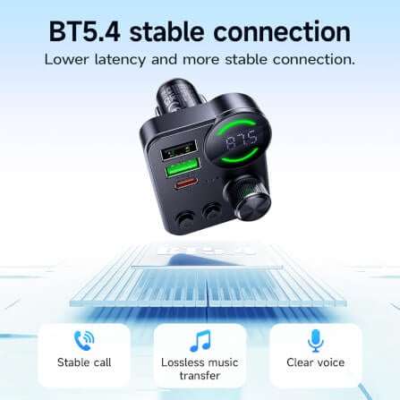 บลูทูธรถยนต์ + หัวชาร์จในรถ 2IN1 HOCO E86 ชาร์จเร็ว PD 30W + QC 3.0 รองรับแฟลชไดรฟ์ TF CARD สีดำ_4