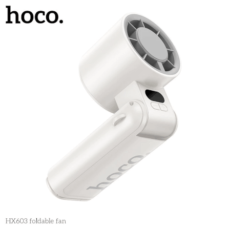 พัดลมพกพา HOCO HX603 สีขาว ปรับแรงลม 199 ระดับ พับได้ 90° แบตเตอรี่ 10 ชม._4