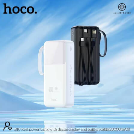 แบตเตอรี่สำรอง HOCO B10 สีขาว ความจุ 20000 MAH สายชาร์จในตัว จ่ายไฟ 2.1A ชาร์จพร้อมกัน 4 เครื่อง_5