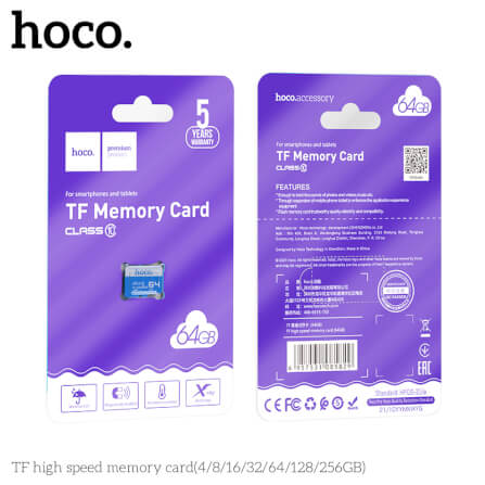 การ์ดหน่วยความจำ MICRO SD HOCO 64GB CLASS 10 ความเร็วสูง สำหรับอุปกรณ์ดิจิทัล_5