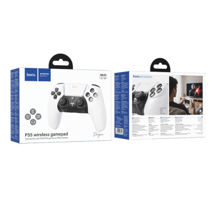 จอยเกมไร้สาย HOCO GA32 สำหรับใช้กับ PS5 มอเตอร์สั่นคู่ รองรับหูฟัง สีขาว_5