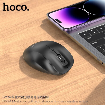 เมาส์ไร้สาย HOCO GM24 สีดำ รองรับ BLUETOOTH 5.2 & WIRELESS 2.4GHZ ปรับความเร็ว 3 ระดับ_5