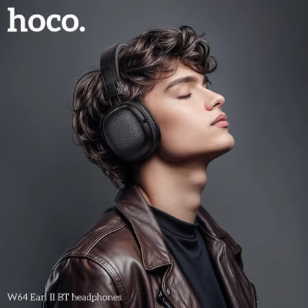 หูฟังไร้สาย HOCO W64 สีดำ สไตล์วินเทจ บลูทูธ 5.4 ใช้งาน 32 ชม. ไดร์เวอร์ 40MM_5