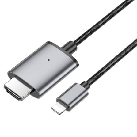 สายเคเบิล LIGHTNING TO HDMI HOCO UA27 รองรับความละเอียด 1080P 60HZ FULL HD ความยาว 2 เมตร สำหรับฟังก์ชั่น SCREEN MIRRORING_5