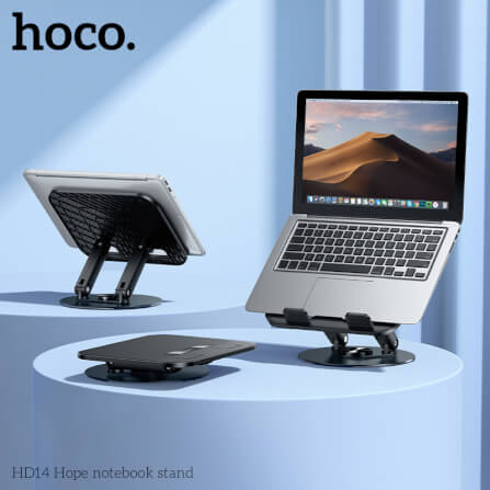 แท่นวางโน้ตบุ๊ก HOCO HD14 หมุนได้ 360° ปรับระดับได้ 2 แกน รองรับขนาดสูงสุด 16 นิ้ว_5