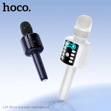 ไมโครโฟนคาราโอเกะ HOCO L24 สีขาว พร้อมลำโพงในตัว บลูทูธ 5.4, ไฟ RGB, เล่นไฟล์ผ่าน USB/TF/AUX_5