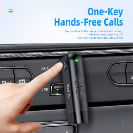 อุปกรณ์รับสัญญาณบลูทูธ HOCO E53 แปลงพอร์ต AUX 3.5MM สำหรับใช้งานในรถยนต์ รองรับการโทรสาย_5