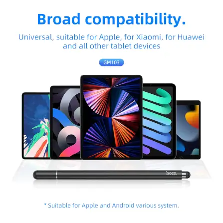 ปากกาสไตลัส 2-IN-1 HOCO GM103 ใช้งานได้ 2 หัว รองรับหน้าจอ แท็บเล็ต มือถือ ชนิด CAPACITIVE สีขาว_5