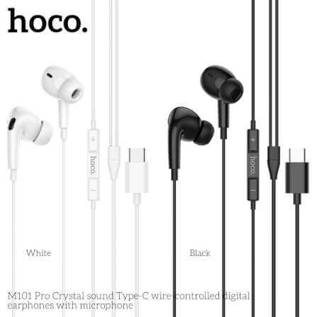 หูฟัง HOCO M101 PRO สาย TYPE-C สีดำ ไมโครโฟนในตัว พร้อมปุ่มคอนโทรล_5