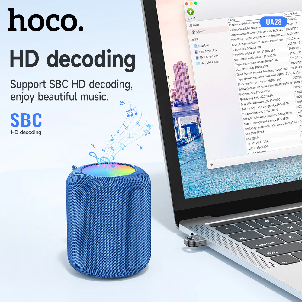 ตัวรับสัญญาณบลูทูธ HOCO UA28 BLUETOOTH 5.1 ความเร็ว 3MBPS ระยะเชื่อมต่อ 10 เมตร_5
