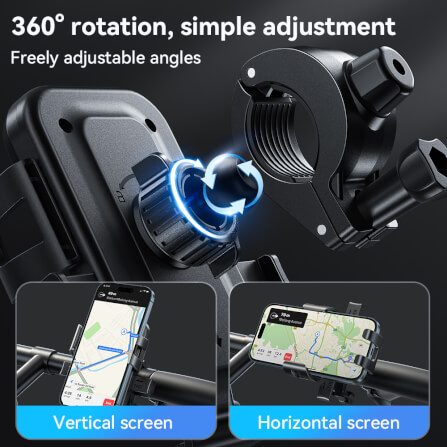 ที่ยึดมือถือมอเตอร์ไซค์ HOCO HK67 รองรับแฮนด์ 15-24 มม. สำหรับมือถือ 4.5-7 นิ้ว หมุนได้ 360 องศา สีดำ_6