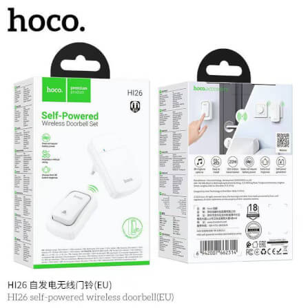 กริ่งไร้สาย HOCO HI26 ไม่ต้องใช้ถ่าน ระยะ 150 เมตร 38 ริงโทน ออดประตู กริ่งประตู สีขาว_6